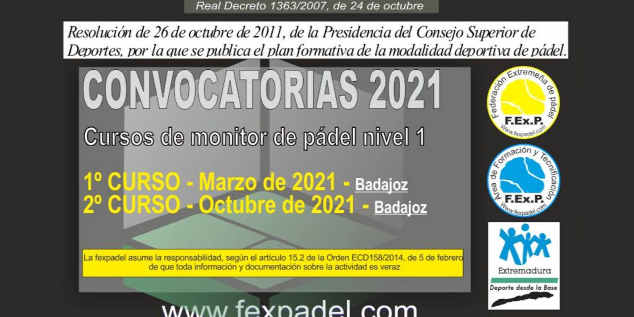 CURSOS DE FORMACIÓN DE PÁDEL PARA EL 2021