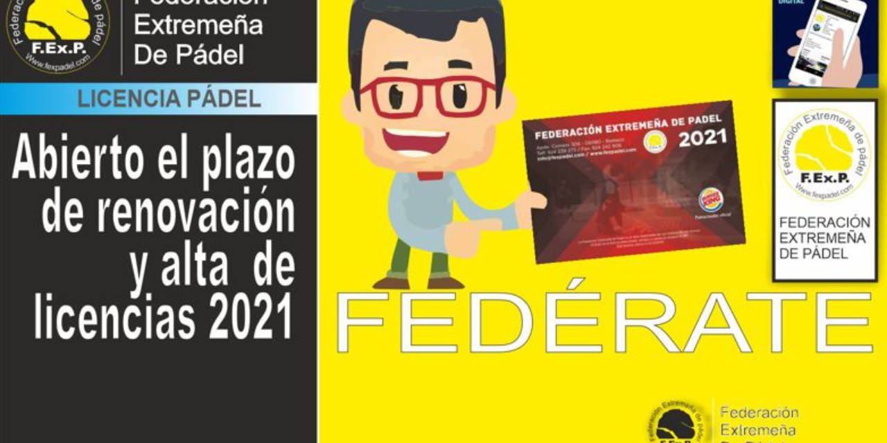 LICENCIA FEDERATIVA FEXPADEL 2021