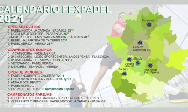 SE PUBLICA EL CALENDARIO TENTATIVO FEXPADEL 2021