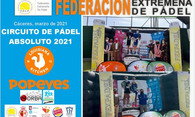 FINALIZÓ LA 2ª PRUEBA DEL CIRCUITO POPEYES DE PÁDEL ABSOLUTO EN CÁCERES 2021