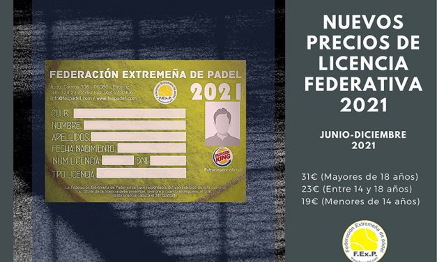 NUEVOS PRECIOS DE LICENCIA FEDERATIVA 2021