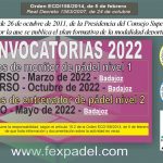 CURSOS DE FORMACIÓN DE PADEL PARA 2022