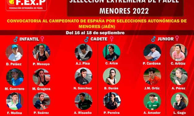 SELECCIÓN EXTREMEÑA DE PÁDEL DE MENORES 2022