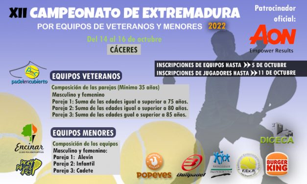 XII CAMPEONATO DE EXTREMADURA POR EQUIPOS DE VETERANOS Y MENORES 2022