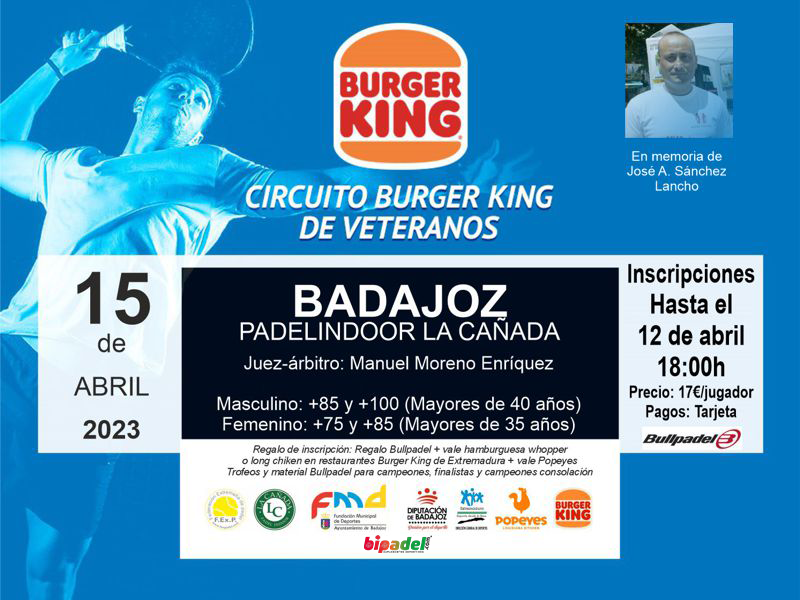 2º PRUEBA CIRCUITO BURGER KING DE VETERANOS EN BADAJOZ 2023