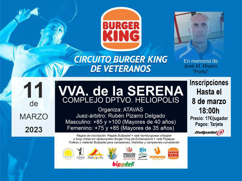 1º PRUEBA CIRCUITO BURGER KING DE VETERANOS EN VILLANUEVA DE LA SERENA 2023