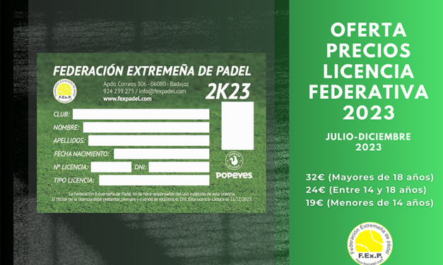 NUEVOS PRECIOS DE LICENCIA FEDERATIVA 2023