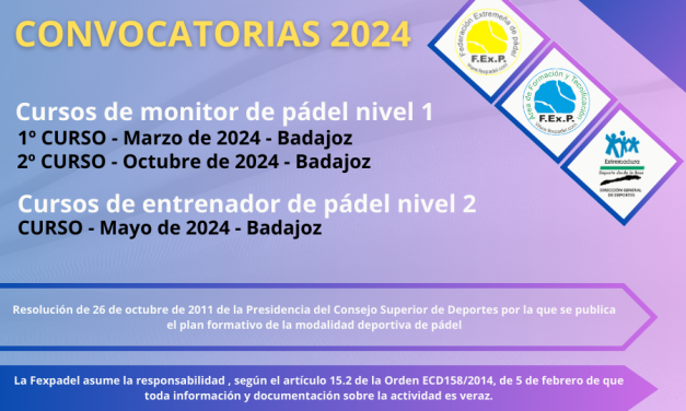 CURSOS DE FORMACIÓN DE PADEL PARA 2024