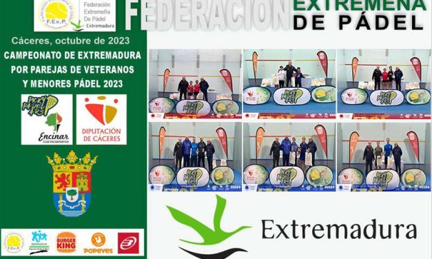 CLAUSURADOS LOS CAMPEONATOS DE EXTREMADURA POR PAREJAS DE VETERANOS Y MENORES 2023