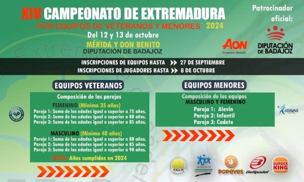 XIV CAMPEONATO DE EXTREMADURA POR EQUIPOS DE VETERANOS Y MENORES 2024