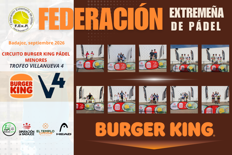 FINALIZA LA QUINTA PRUEBA DEL CIRCUITO DE PÁDEL BURGER KING DE MENORES 2026