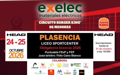 6ª PRUEBA CIRCUITO BURGER KING PÁDEL DE MENORES EN PLASENCIA 2026