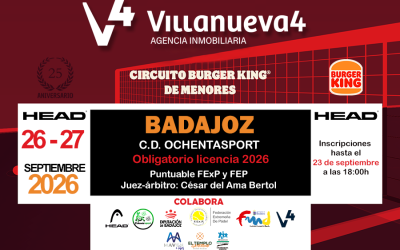 5ª PRUEBA CIRCUITO BURGER KING PÁDEL DE MENORES EN BADAJOZ 2026
