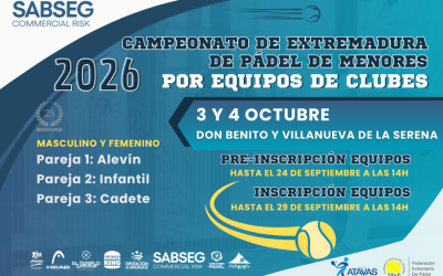 XVI CAMPEONATO DE EXTREMADURA DE PÁDEL POR EQUIPOS DE CLUBES EN CATEGORÍA DE MENORES 2026