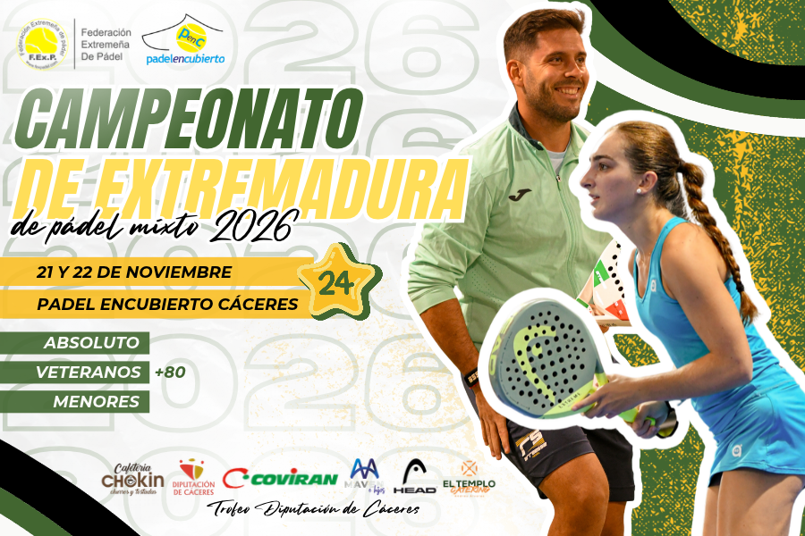 CAMPEONATO DE EXTREMADURA DE PADEL MIXTO POR PAREJAS 2026